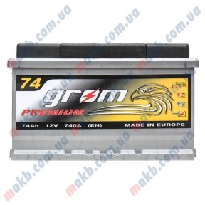 Аккумулятор Grom Premium 74Ah R+ 740A (низкобазовый) Аккумулятор Grom Premium 74Ah R+ 740A (низкобазовый)