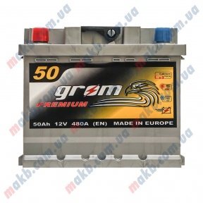 Аккумулятор Grom Premium 50Ah L+ 480A (низкобазовый) Аккумулятор Grom Premium 50Ah L+ 480A (низкобазовый)