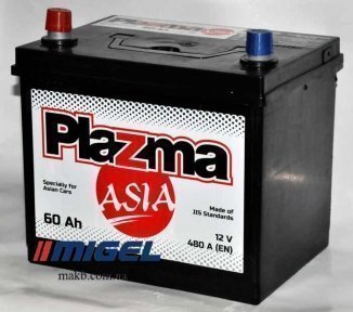 Акумулятор Plazma ASIA 60Ah JL+ 480A Акумулятор Plazma ASIA 60Ah JL+ 480A