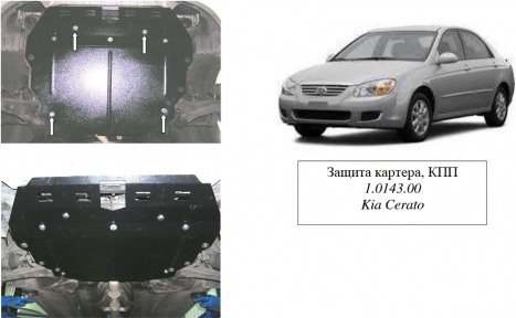 Защита двигателя КОЛЬЧУГА для Kia Cerato I (2004-2008) все моторы МКПП/АКПП Защита двигателя КОЛЬЧУГА для Kia Cerato I (2004-2008) все моторы МКПП/АКПП