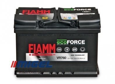 Аккумулятор Fiamm Ecoforce AGM 70Ah R+ 760A Аккумулятор Fiamm Ecoforce AGM 70Ah R+ 760A