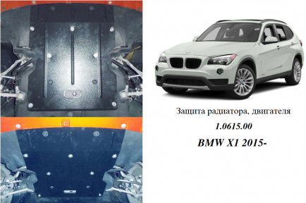 Защита двигателя КОЛЬЧУГА для BMW X1 (E84) (2009-2015) 2,0D АКПП/задний привод Защита двигателя КОЛЬЧУГА для BMW X1 (E84) (2009-2015) 2,0D АКПП/задний привод