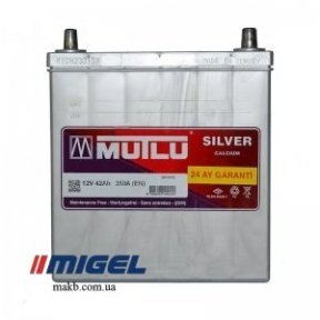 Акумулятор Mutlu Silver Calcium 42Ah JR+ 350A (тонка клема) Акумулятор Mutlu Silver Calcium 42Ah JR+ 350A (тонка клема)