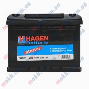 Аккумулятор Hagen 60AH L+ 500A Аккумулятор Hagen 60AH L+ 500A
