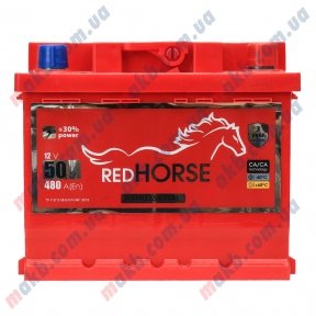 Аккумулятор RED HORSE 50Ah R+ 480A (низкобазовый) Аккумулятор RED HORSE 50Ah R+ 480A (низкобазовый)