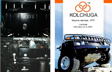 Защита двигателя КОЛЬЧУГА для Fiat Linea (2011-) АКПП Защита двигателя КОЛЬЧУГА для Fiat Linea (2011-) АКПП