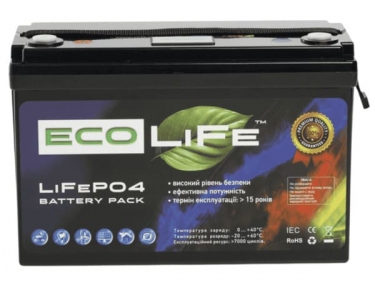Акумулятор LiFePo4 12-110 Ah EcoLife з BMS платою 