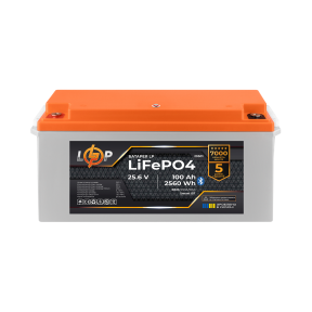 Аккумулятор LP LiFePO4 25,6V - 100 Ah (2560Wh) (BMS 100A/50А) пластик Smart BT Аккумулятор LP LiFePO4 25,6V - 100 Ah (2560Wh) (BMS 100A/50А) пластик Smart BT