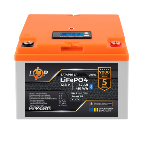 Аккумулятор LP LiFePO4 12,8V - 32 Ah (410Wh) (BMS 40А/32A) пластик LCD Smart BT Аккумулятор LP LiFePO4 12,8V - 32 Ah (410Wh) (BMS 40А/32A) пластик LCD Smart BT