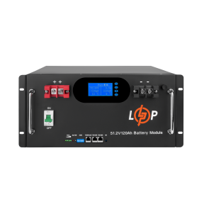 Аккумулятор LP LiFePO4 51,2V - 120 Ah 6000Wh (Smart BMS 100A) с LCD RM AB RS485/CAN Аккумулятор LP LiFePO4 51,2V - 120 Ah 6000Wh (Smart BMS 100A) с LCD RM AB RS485/CAN