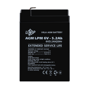 Аккумулятор AGM LPM 6V - 5.2 Ah Аккумулятор AGM LPM 6V - 5.2 Ah