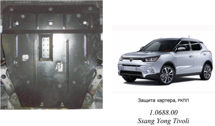 Защита двигателя КОЛЬЧУГА для Ssаng Yong Tivoli (2016-)