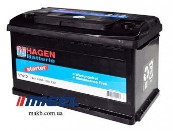 Аккумулятор Hagen 74AH R+ 680A