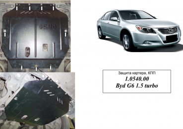 Защита двигателя КОЛЬЧУГА для BYD G6  (2013-) (мотор 1,5 turbo)