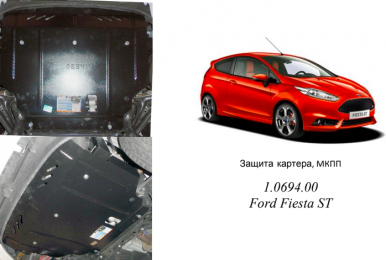 Защита двигателя КОЛЬЧУГА для Ford Fiesta ST EcoBoost (2013-) 1,6 МКПП