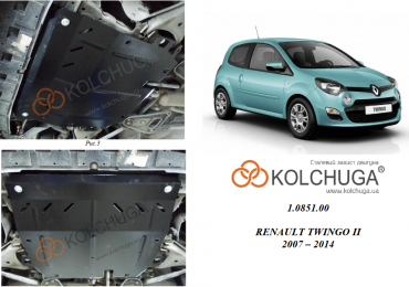 Защита двигателя КОЛЬЧУГА для Renault Twingo II (2007-2014) 1,2i МКПП