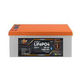 Аккумулятор LP LiFePO4 25,6V - 160 Ah (4096Wh) (BMS 200A/100А) пластик LCD Smart BT