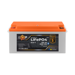 Аккумулятор LP LiFePO4 25,6V - 100 Ah (2560Wh) (BMS 100A/50А) пластик Smart BT