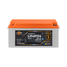 Аккумулятор LP LiFePO4 12,8V - 200 Ah (2560Wh) (BMS 200A/100А) пластик Smart BT