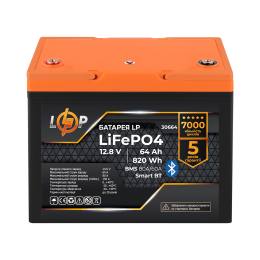 Аккумулятор LP LiFePO4 12,8V - 64 Ah (820Wh) (BMS 80A/64А) пластик Smart BT